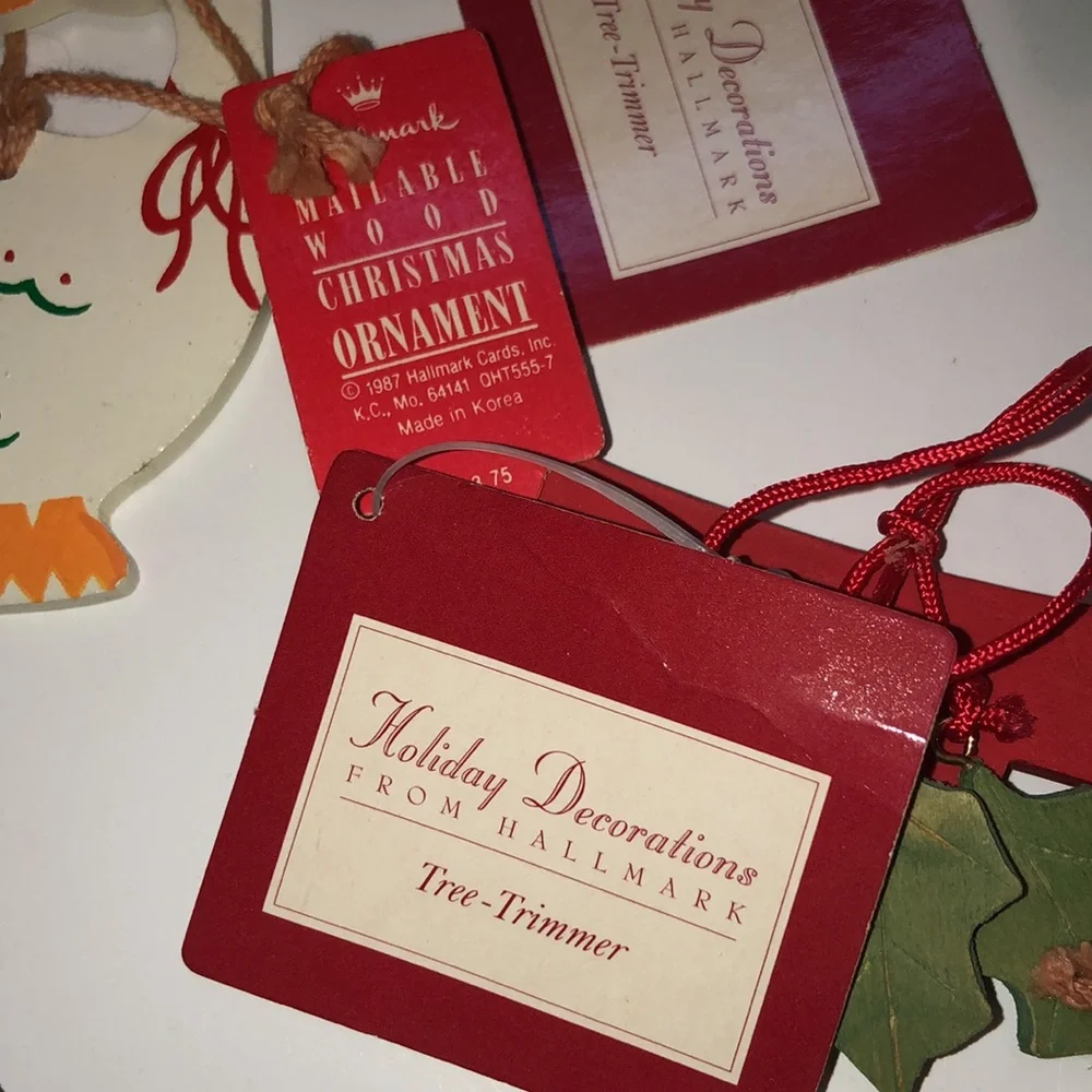 Wooden ornaments Wooden Hallmark Mailable Ornaments 1987